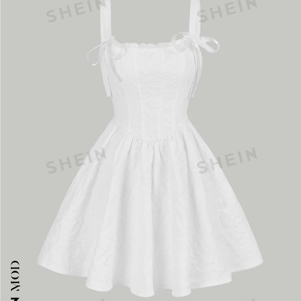 SHEIN White Cami short dress with bows. Brand new with tags.